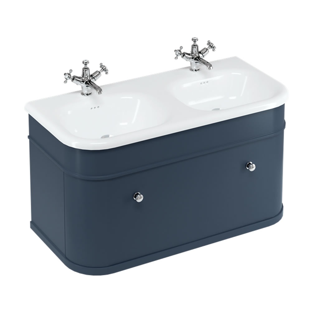 Burlington Chalfont 1000mm Double Natural Stone Basin & Blue Wall Hung Unit